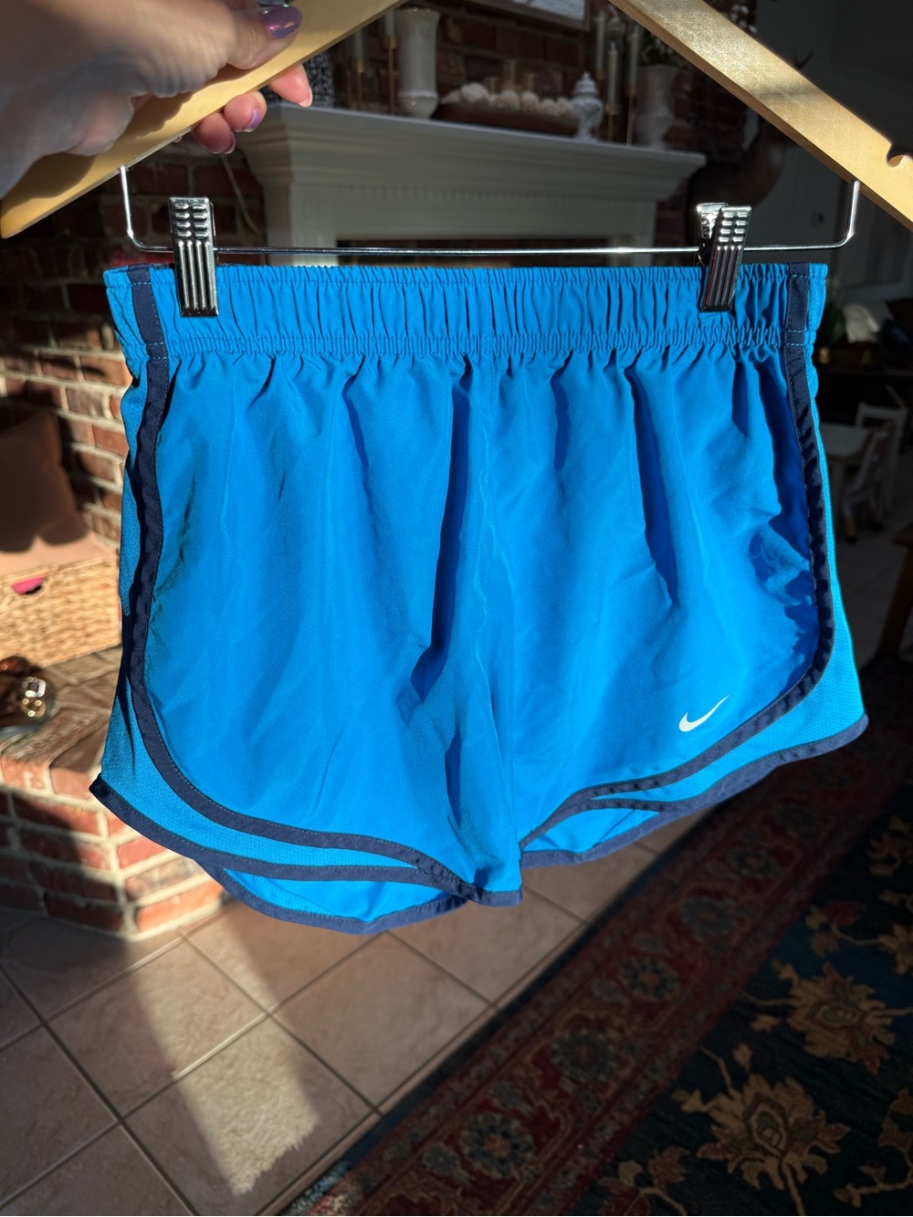Nike Bright Blue Women's Athletic Running Shorts with Black Trim Size Medium